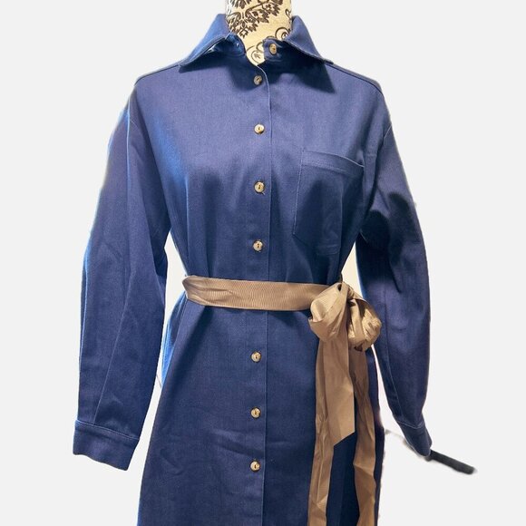 BLUE Denim Collared Shirt Dress Size SMALL - Picture 1 of 12